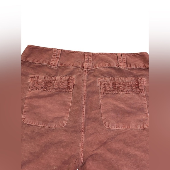 Sundance Women’s 10 Linen Cotton Blend Pants Lace Trim Dusty Pink Boho Casual - Picture 8 of 15